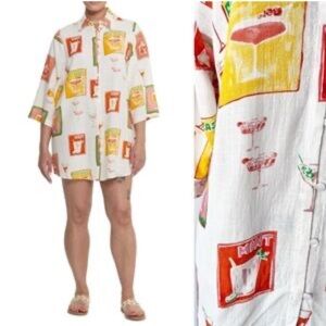 LABEL OF LOVE WOMENS OVERSIZED COCKTAIL SWIM POOL COVERUP SHIRT DRESS LARGE